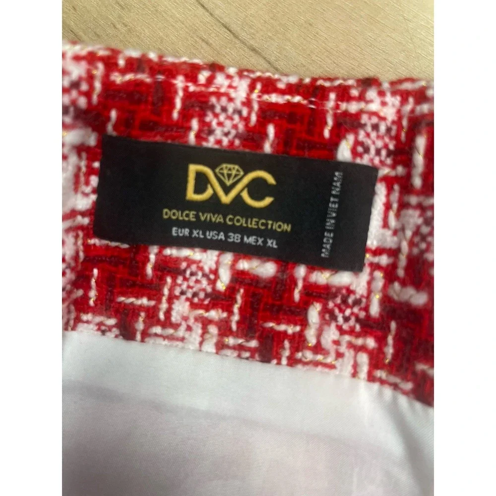 Dolce Vita Red Tweed Mini Skirt XL Houndstooth Coquette Y2K‎ Preppy